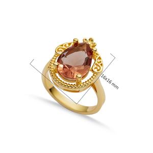 Anillo de racimo de piedra CZ redonda con forma de pera de sultanita, venta al por mayor, joyería de plata de ley 925 hecha a mano turca - Product Image 2