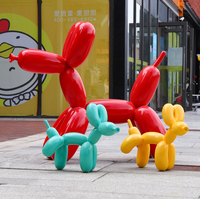 Pour Pop Art Style géant brillant rouge FRP ballon chien Sculpture résine artisanat pour moderne maison et jardin décor