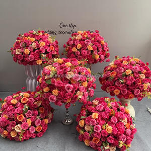 SMOOTH Artificial Pink Purple Silk <span class=keywords><strong>Rose</strong></span> Ball Floral Runner Centros DE MESA DE BODA Kissing Ball para decoración de eventos de boda - Product Image 6