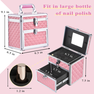 Professional Nail Polish Organizer <b>Case</b> with Mirror and Drawer Beauty Artist <b>Makeup</b> Train <b>Case</b> Large Cosmetic Storage Box - Product Image 4