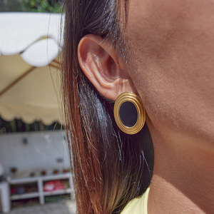 <b>Stud</b> <b>Earrings</b> Oval Geometric 18K Gold Stainless Steel Fashion Jewelry For Women - Product Image 2