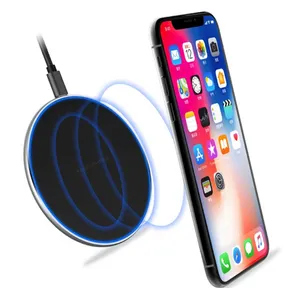 Pengisi Daya Ponsel Kristal 10W Qi, Dudukan Pengisi Daya Nirkabel Universal dengan Lampu Led, Pengisian Cepat untuk iPhone Xs Max