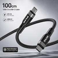 Nuevo Cable USB Tipo-C de Nailon con Alivio de Tensión Extendido, 1m, 20V 3A, Carga Rápida, Cobre Puro, Transferencia de Datos USB 2.0 para Teléfono Móvil, 12 Meses OEM
