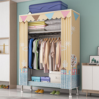 Armoire en tissu pour chambre à coucher simple, garde-robe, en tissu gris, porte coulissante, placard, usine, bon marché