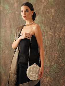 Square Beaded Lightweight Modern Evening Clutch Bag and <b>Jewelry</b> Bag with Ring Handle and Chain Strap Luxury Embroidery Design - Product Image 3