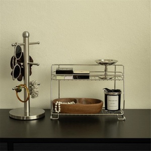 Zinc Alloy Corner Modern Double-layer Cosmetic Countertop Storage Rack <b>Kitchen</b> Bathroom Drain Multi-purpose - Product Image 3