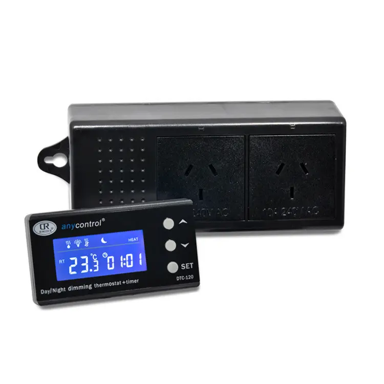 DTC-120 0-50C Digital día/noche reptil atenuación termostato con enchufe regulador regulable controlador de temperatura