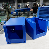 Bac de stockage à ouverture frontale en plastique ondulé empilable pour entrepôt, bac de tri pour le rangement des vêtements