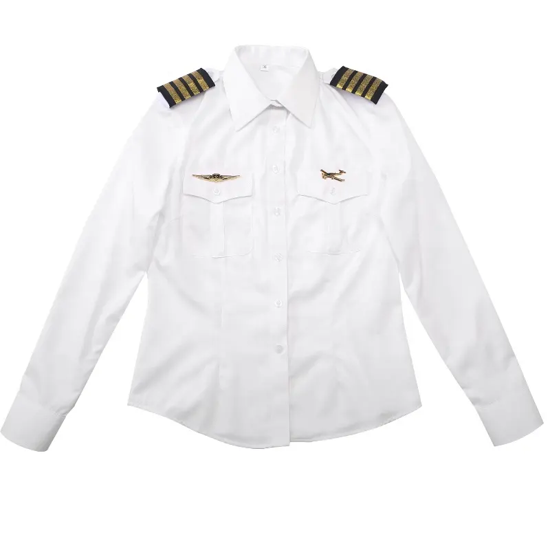 Chemise blanche d'hôtesse de pilote d'avion pour femme