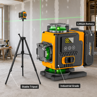 Niveau laser rotatif de qualité industrielle, auto-nivelant, sur trépied, vert 360°, pour accrochage d'images, outil de construction, bricolage, batterie au lithium HUIXIN