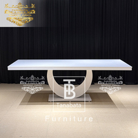 Meubles d'hôtel modernes, tables de banquet rectangulaires pour événements et fêtes, plateau en MDF blanc, acier inoxydable