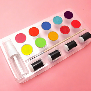 Mei Shang 2026 – Kit de peinture <span class=keywords><strong>aquarelle</strong></span> DIY pour enfants, coffret transparent 10 couleurs avec pinceaux, flacon pulvérisateur et éponges à doigts - Product Image 3