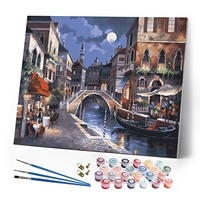 Peinture par numéros créative personnalisée de paysages urbains, peinture acrylique pour adultes sur toile de lin 40x50cm, art mural rectangulaire fait main, Pin