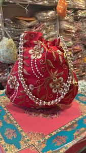 Bolsos de Potli étnicos bordados Vintage hechos a mano para regalo de boda, bolso de muñeca para fiesta, bolsos de Potli para monedas, Festival de fiesta para mujeres indias - Product Image 2