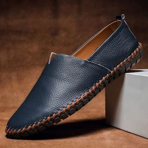 Large Size 38-50 Men's Shoes Top Layer Cowhide Leather <b>Explosion</b>-Proof Casual Lazy Rubber Sole Soft Oxford - Product Image 6
