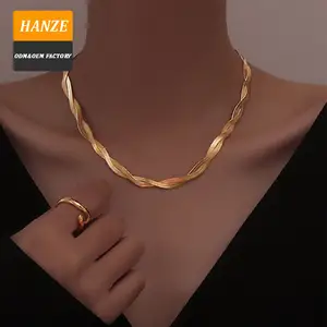 Großhandel Hersteller maßge schneiderte Goldschmuck Set Edelstahl Halskette Schmuck Set für Frauen