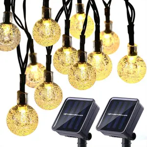 Guirnalda de luces led alimentada por energía solar para exteriores, lámpara de Navidad para festividades, 8 modelos de 30 pies y 40 bolas