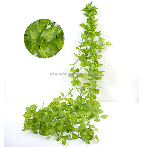 พวงมาลัยไอวี่เทียมแบบสัมผัสจริงเถาวัลย์ผ้าไหมสีเขียวปลอมพร้อมต้นไม้แขวนตกแต่งผนังห้องนอนสำหรับงานแต่งงาน - Product Image 3