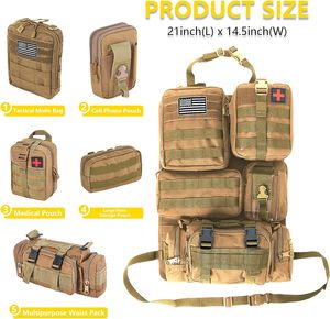 Taktik <span class=keywords><strong>MOLLE</strong></span> araba koltuğu organizatör evrensel SUV/kamyon depolama sistemi ile 5 çoklu torbalar naylon dişli avcılık için araçlar - Product Image 2
