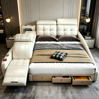 Smart-Bett Kingsize-Rahmen Queensize mit Stauraum Massage-Funktion Verstellbar zur Platzersparnis Europäischer Stil Luxuriöse Moderne Schlafzimmermöbel