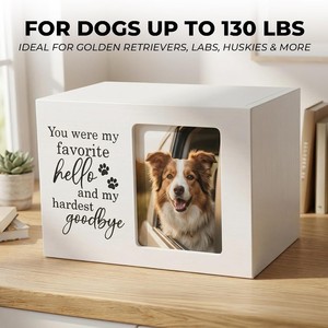 Wooden Pet <b>Urn</b> Rectangle Memorial Box With Photo Frame For Dog <b>Cat</b> Pet Remembrance Storage Durable Multipurpose - Product Image 4