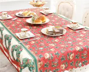 BSCI Factory Made Cotton Decorative Square Christmas Table Cloth