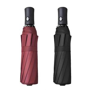 Parapluie pliant automatique trois sections, résistant au vent et à la pluie, avec impression de logo personnalisé, idéal pour la vente en gros et les cadeaux. - Product Image 1