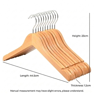 Cintres en bois massif pour chemises et robes avec encoches en U, cintres fins en bois naturel avec crochet pivotant à 360°, vente en gros - Product Image 1