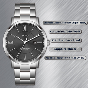 Reloj de cuarzo para hombre, acero inoxidable 1359, con fecha, de lujo, analógico, con cierre desplegable, resistente al agua 30M - Product Image 1