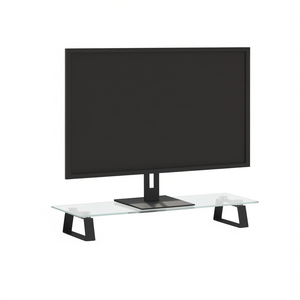 Supporto per monitor in vetro temperato e metallo, 23,6 x 7,9 x 3,1 pollici, nero, supporto da tavolo per laptop - Product Image 1