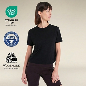 Camiseta de Mujer Personalizada OEKO-TEX RWS 100% <span class=keywords><strong>Lana</strong></span> <span class=keywords><strong>Merino</strong></span>, 150 GSM, Térmica, Transpirable, Fina, 17.5 Micras, Manga Corta, Corte Recortado, Capa Base - Product Image 1