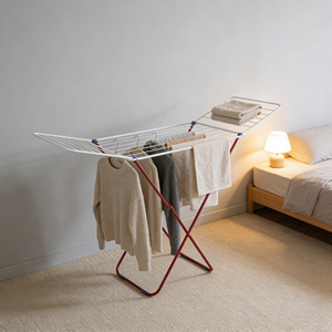 Séchoir à linge pliable avec ailes, support de séchage peu encombrant en métal antirouille, support de linge sur pied personnalisé - Product Image 1