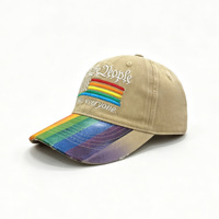 Casquette de baseball unisexe 6 panneaux en polyester/coton, style urbain tendance, motif arc-en-ciel coloré brodé, toutes saisons