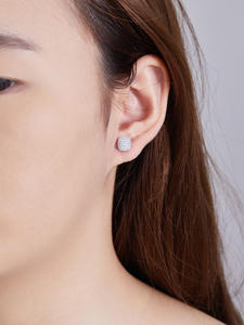 أقراط مربعة عصرية للبيع بالجملة بتصميم جديد من الفضة الإسترلينية S925 جوهرة مويسانيت فاخرة للنساء أقراط مرصعة - Product Image 3