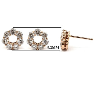 Fiançailles OEM 18k Solid Rose Gold Real Diamond Trendy Party Nuptiale Mariage Fine Jewelry Boucles d'oreilles rondes - Product Image 2