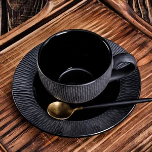 PITO Horeca批发定制黑色独特新奇精致陶瓷浓缩咖啡杯和茶托