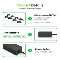 Cargador Universal para Portátil THEONE de 45W 65W 90W 120W, Adaptador de Corriente para Portátil con 8 Puntas para Dell HP Lenovo Acer ASUS