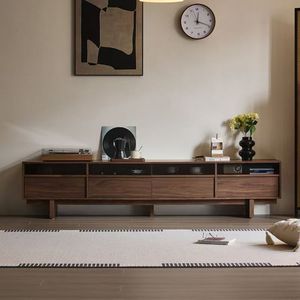 Soporte de <span class=keywords><strong>TV</strong></span> de madera de cerezo moderno Cajones de gabinete para sala de estar Precio de fábrica personalizable para soluciones de almacenamiento de apartamento de dormitorio - Product Image 2