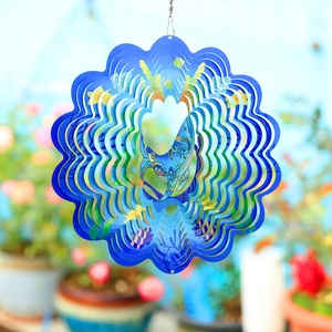 3D Hummingbird Art Deco Wind Chimes for Yard and Garden 12 Inch Multi Color Mandala Metal <b>Elephant</b> Outdoor - Product Image 5