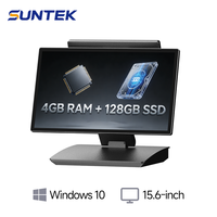 4GB 128GB SSD Suntek Retail Desktop Hardware POS System Windows Cash Register Capacitive Touch Screen Non-Contact IC Card 1 Year