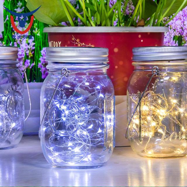 Solar Mason Jar Lights IP65 Waterproof 30 LED Fairy String Lights Outdoor Hanging Solar Lanterns for Wedding Party Christmas