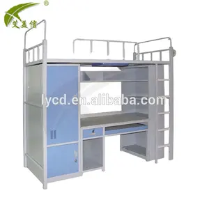 Estándar de metal de acero dormitorio dimensiones de la cama litera cama con escritorio y armario