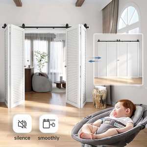 WEKIS Kit de Herrajes para Puerta Corredera Doble Plegable de Diseño Moderno, Riel de Acero y Latón Duradero para Madera Sólida, 2 Años de Garantía, Fácil Instalación - Product Image 4