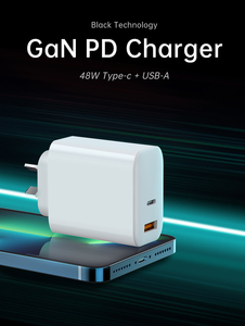 Cargador USB C PPS GaN <span class=keywords><strong>de</strong></span> 48W, cargador rápido <span class=keywords><strong>de</strong></span> doble puerto para viajar con funciones PD 3,0 QC2.0, protección OTP OVP, compatible con batería - Product Image 3