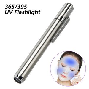 Portable LED Stainless Steel Lamp 395/365 UV <b>Flashlight</b> <b>Torch</b> Ultra Mini Light AAA Battery for Marker Detections - Product Image 2