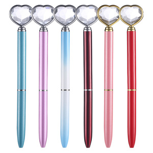 Fashion Heart Big Diamond Head Metal Ballpoint Pen Custom Logo Office Stationery <b>Wedding</b> Party Giveaway - Product Image 3