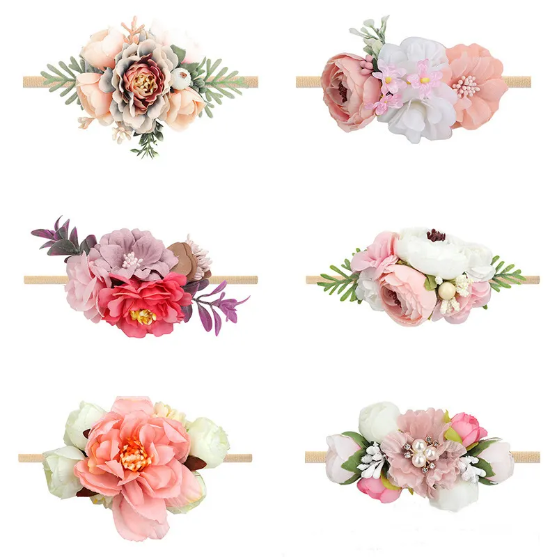 Bandeaux en Nylon de Style bohème pour enfant, accessoires pour cheveux, bandeaux, couronnes à fleurs faites à la main, nouvelle collection,