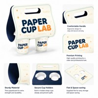 Maßgefertigte Marineblaue Kontrast-2-Becher-Träger aus Recycling-Kunstpapier, Faltbare Handliche Kaffeegetränketräger für Cafés & Takeaway-Verwendung