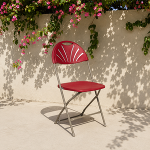 Silla Plegable de PP y Metal Color Vino Tinto - Muebles de Jardín y Exterior Modernos, Duraderos y Ligeros con Asiento Cómodo - Product Image 1