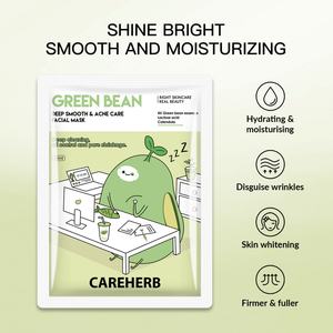 Masques faciaux coréens à la fève verte hydratants, lissants en profondeur, soin de la peau contre l'acné, masque facial en feuille - Product Image 3